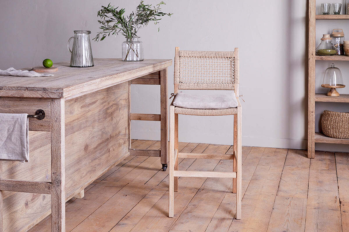 Aamani Mango Wood & Cord Counter Chair - Natural - Image 2