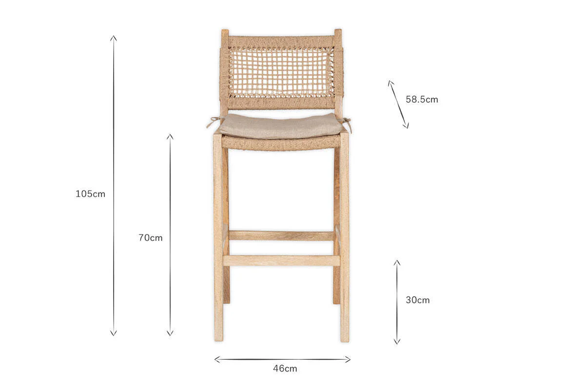 Aamani Mango Wood & Cord Counter Chair - Natural - Image 9