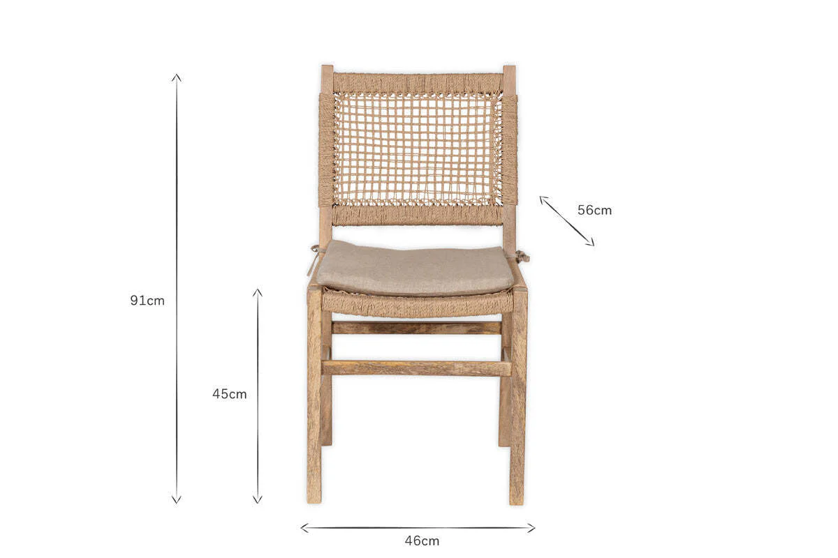 Aamani Mango Wood & Cord Dining Chair - Natural - Image 8