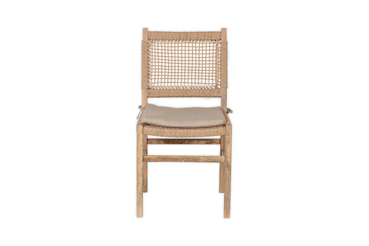 Aamani Mango Wood & Cord Dining Chair - Natural - Image 9