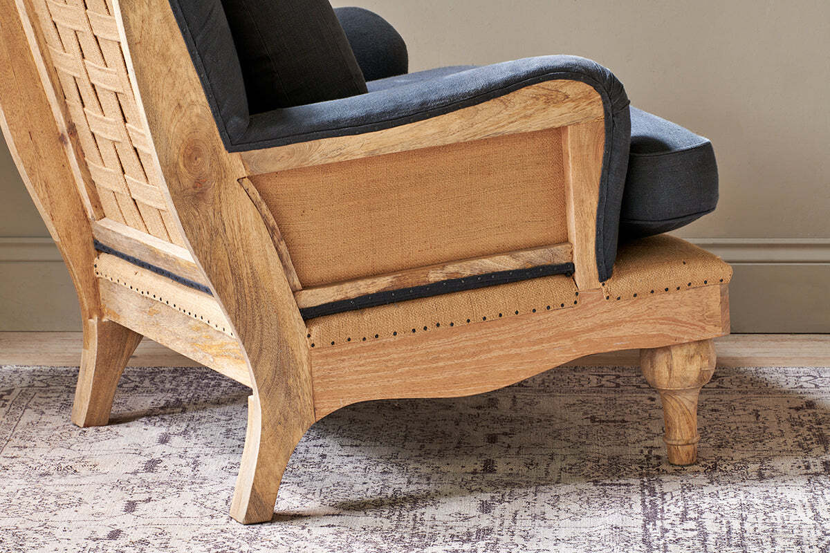 Abe Deconstructed Linen Armchair - Charcoal - Image 4