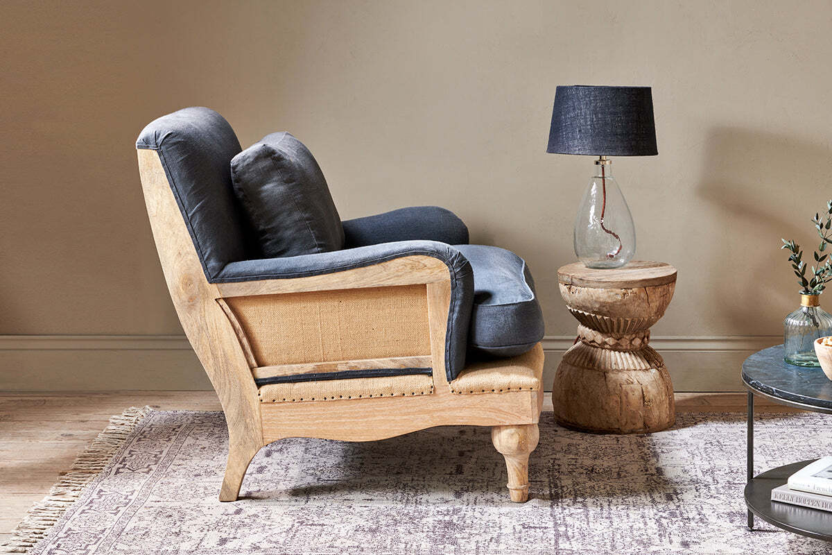 Abe Deconstructed Linen Armchair - Charcoal - Image 6