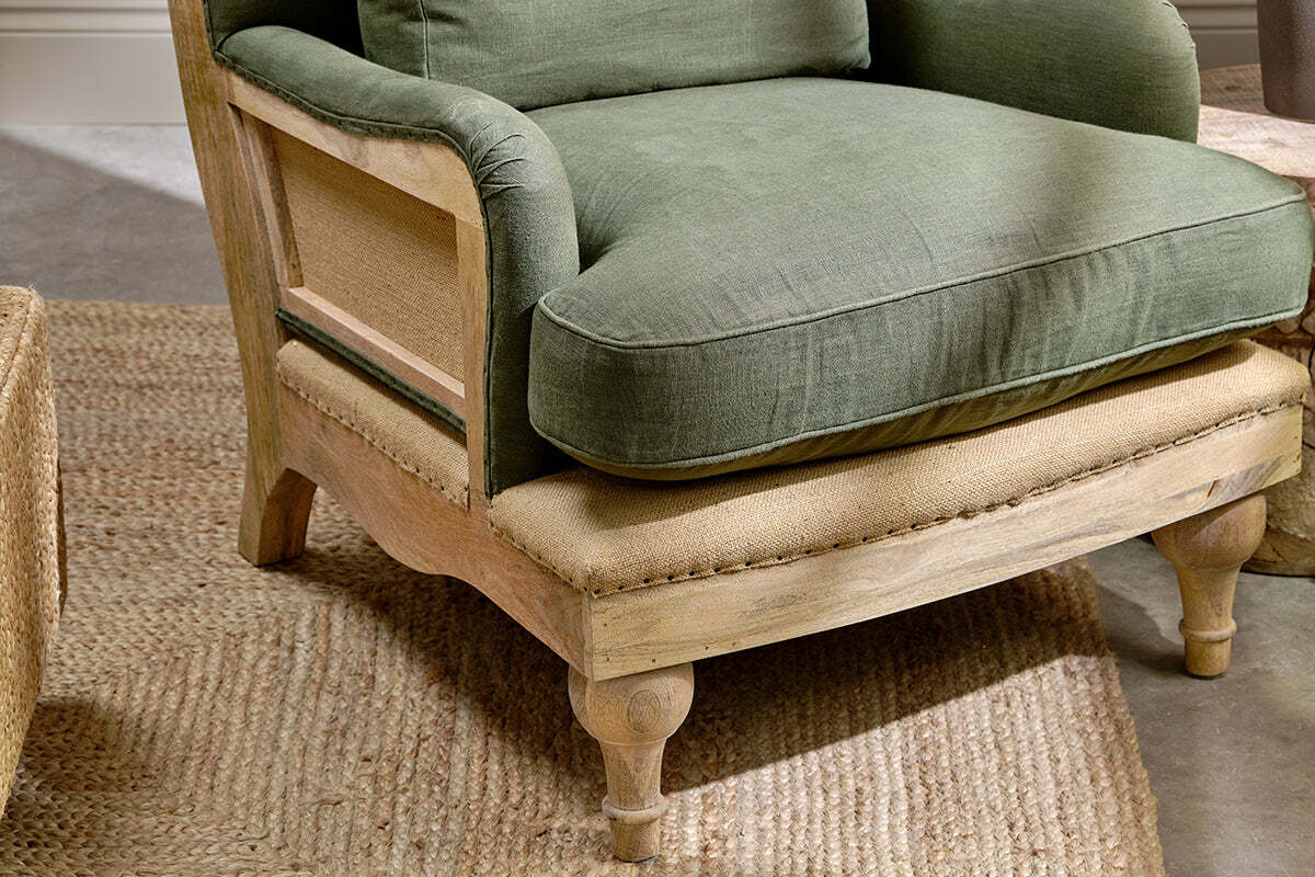 Abe Deconstructed Linen Armchair - Olive - Image 5