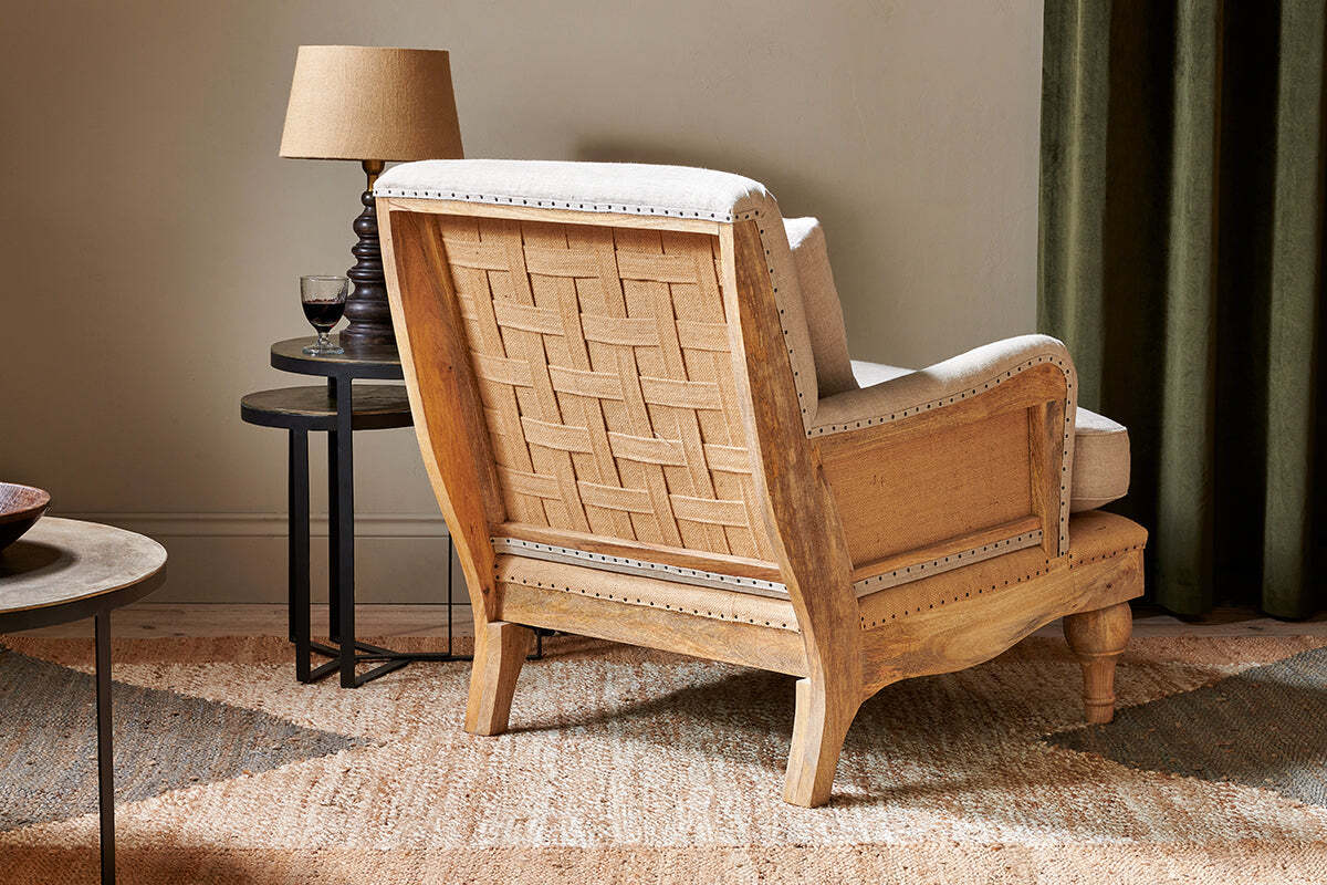 Abe Deconstructed Linen Armchair - Stone - Image 7