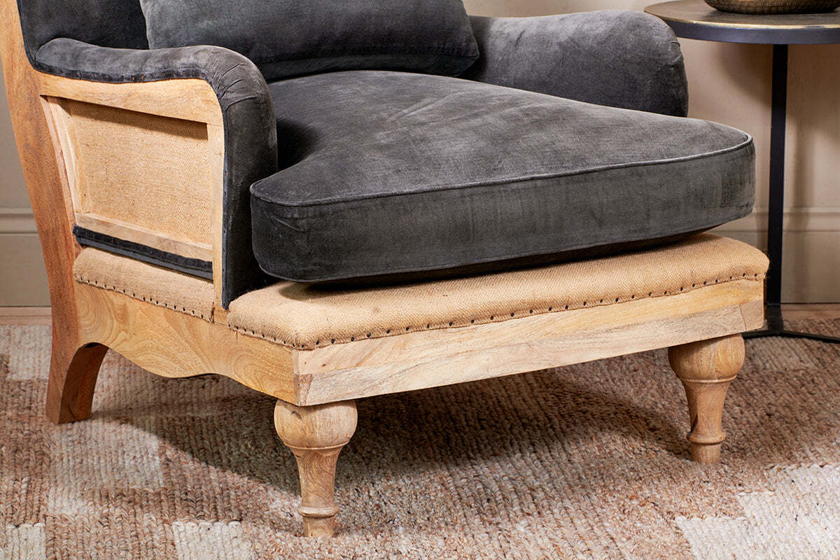 Abe Deconstructed Velvet Armchair - Moss - Image 3