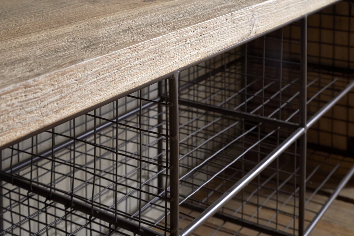 Abha Reclaimed Wood & Iron Storage Bench - Natural - Image 4