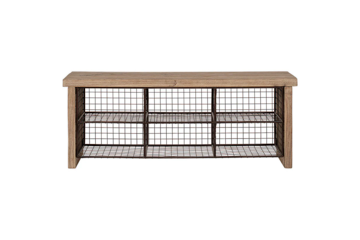 Abha Reclaimed Wood & Iron Storage Bench - Natural - Image 6