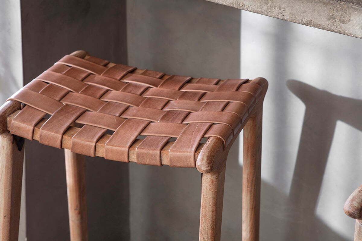 Adembi Woven Leather Counter Stool - Image 5