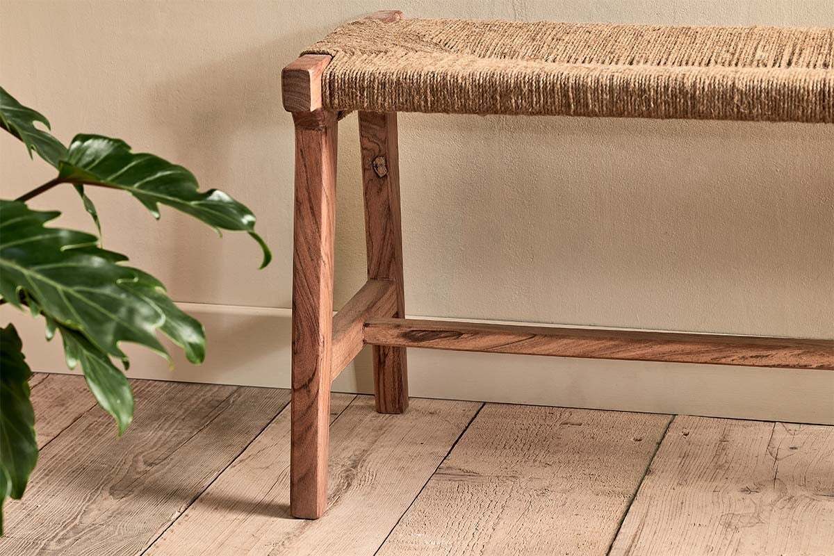 Amhara Acacia & Jute Woven Bench - Image 3