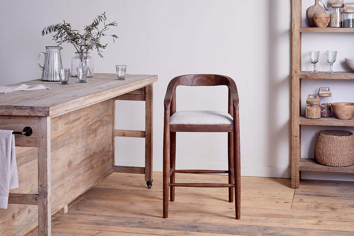 Anbu Acacia Upholstered Counter Chair - Washed Walnut - Image 2