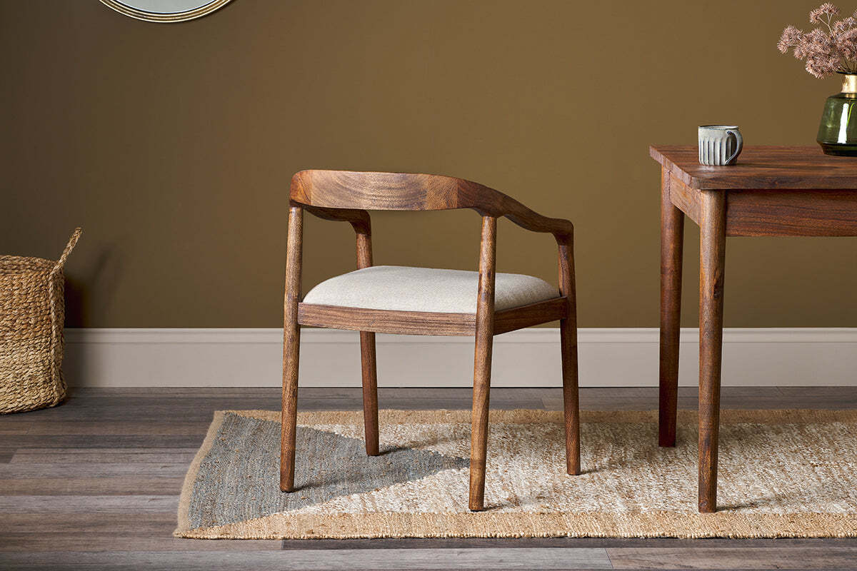 Anbu Acacia Upholstered Dining Chair - Washed Walnut - Image 6