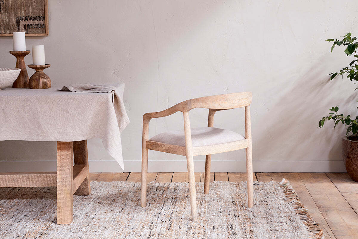 Anbu Mango Wood Upholstered Dining Chair - Natural - Image 3