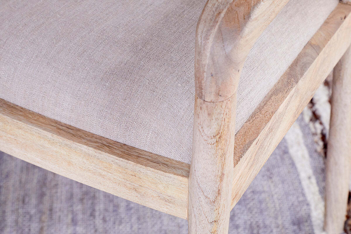 Anbu Mango Wood Upholstered Dining Chair - Natural - Image 6