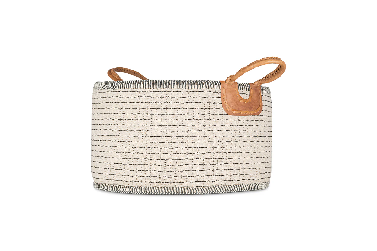 Anjuli Jute & Cotton Basket - Off White & Black - Image 6