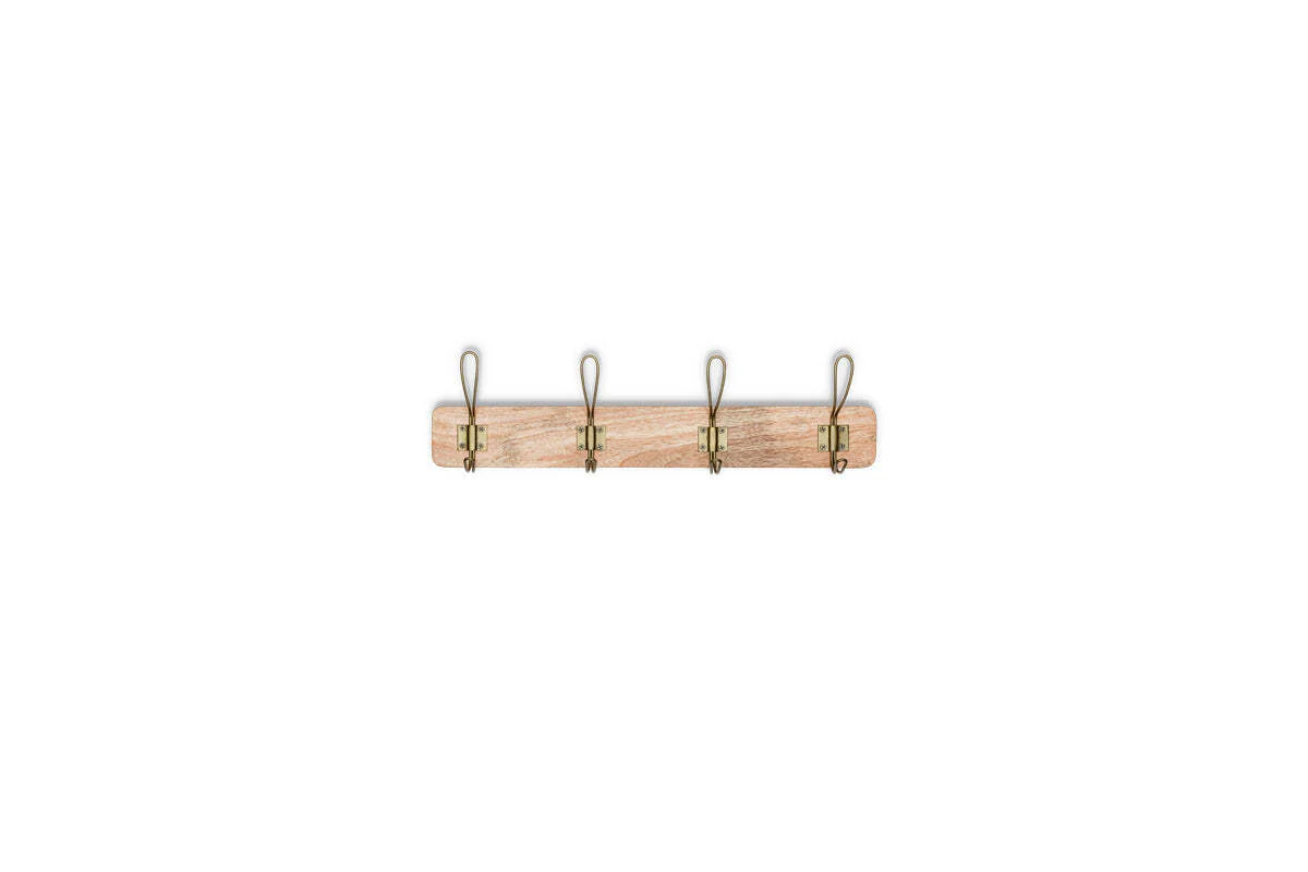 Ankita Mango Wood & Iron Hooks - Natural & Antique Brass - Small - Image 5