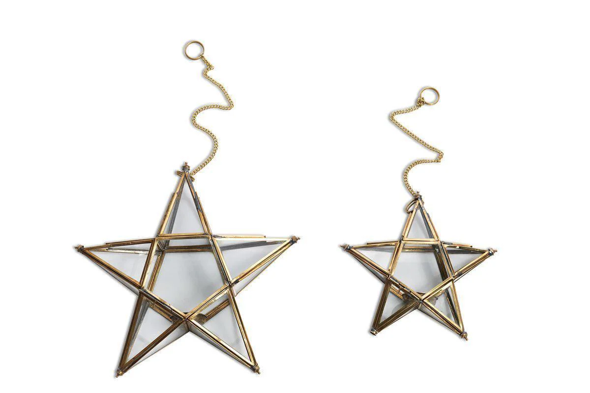 Antique Brass Glass Star - Image 2