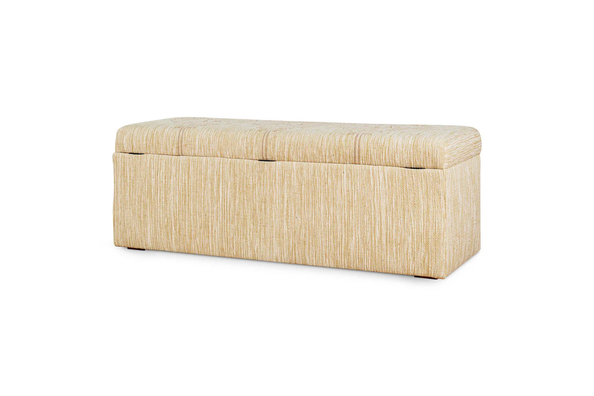 Aranya Cotton & Jute Upholstered Storage Bench - Natural - Image 12