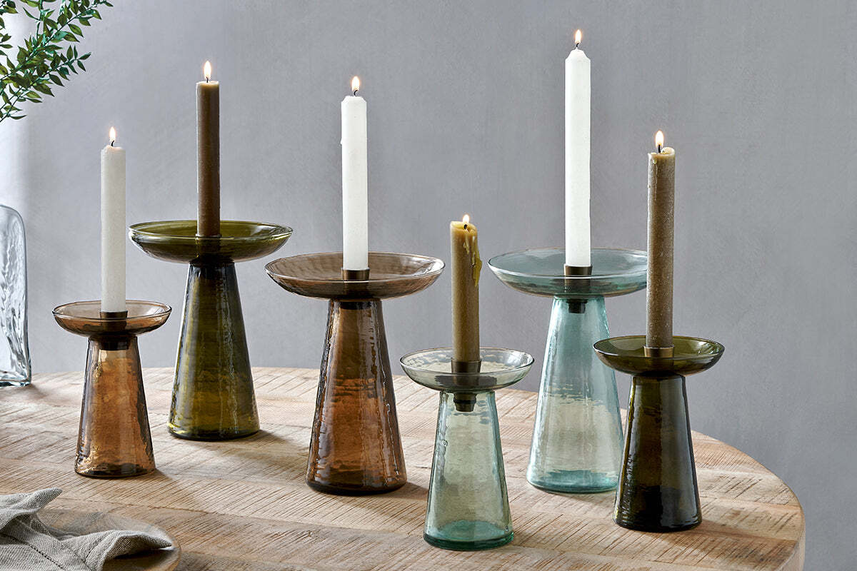 Avyn Recycled Glass Candle Holder - Smoke Amber - Image 5