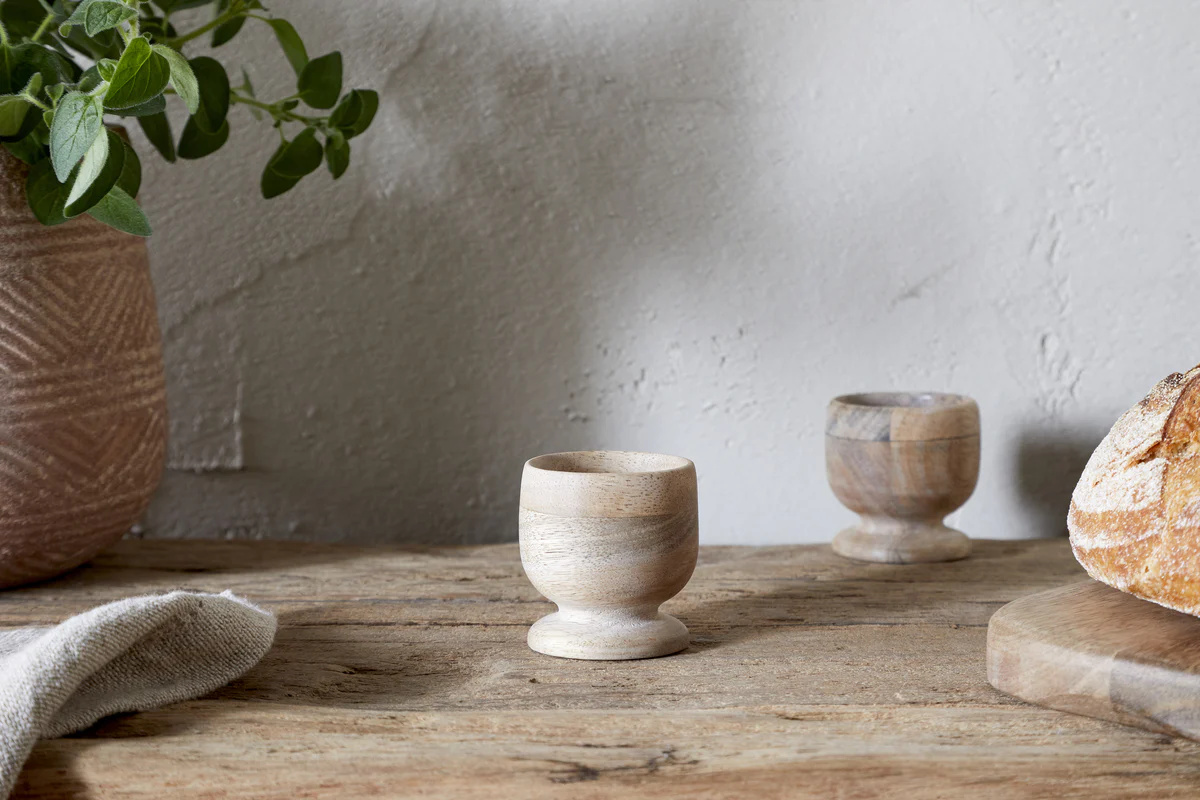 Awa Wooden Egg Cup - Natural - (Set of 2) - Image 4