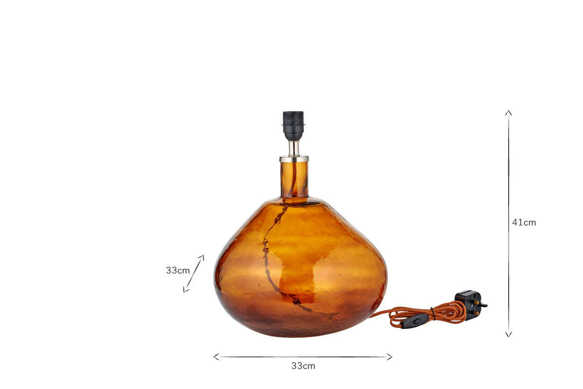 Baba Recycled Glass Lamp - Burnt Amber - Large Wide - Image 5