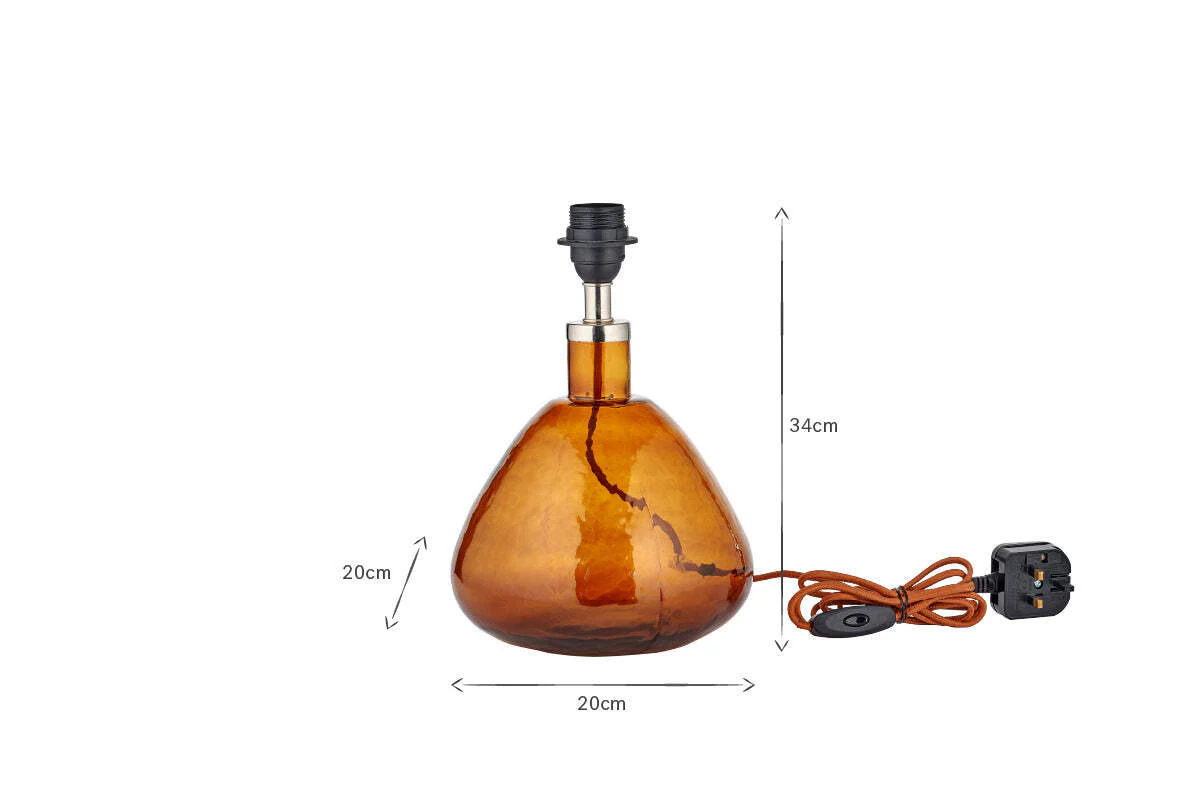 Baba Recycled Glass Lamp - Burnt Amber - Small Wide - Image 4