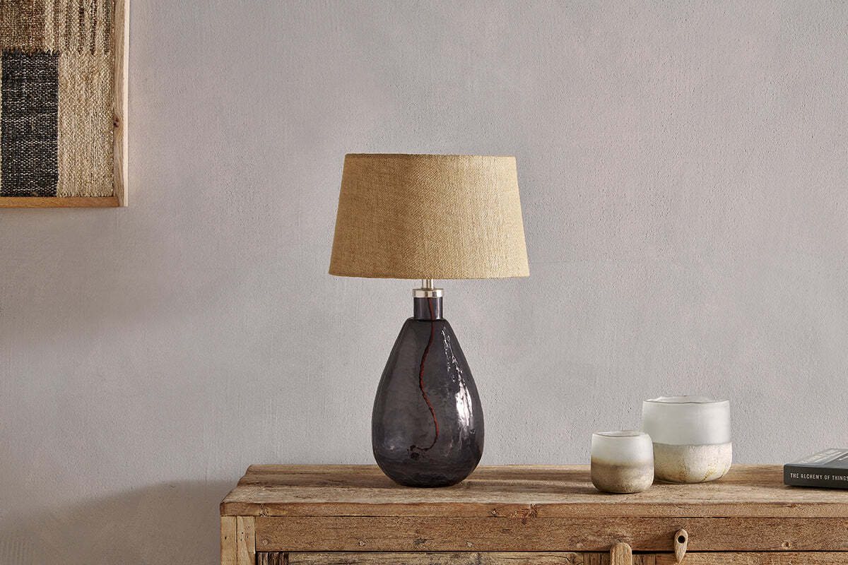 Baba Recycled Glass Table Lamp - Smoke - Small Tall - Image 2