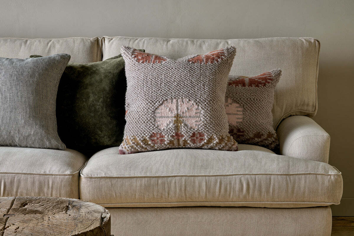 Bagru Wool & Cotton Cushion Cover - Soft Grey - Image 2