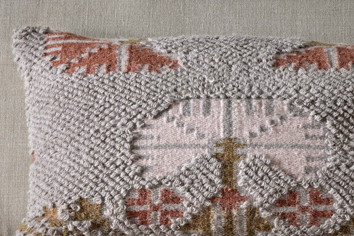 Bagru Wool & Cotton Cushion Cover - Soft Grey - Image 4