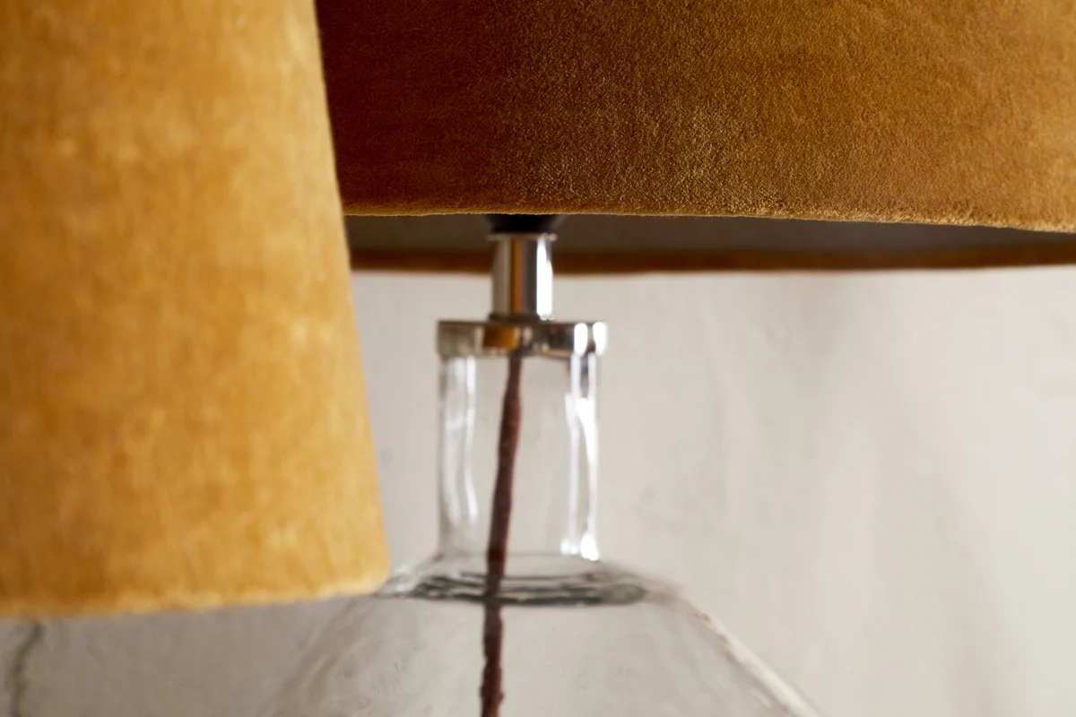 Batakha Velvet & Linen Lampshade - Dark Ochre - Image 4