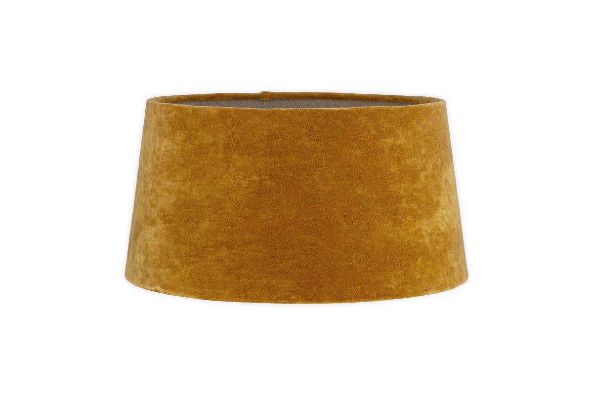Batakha Velvet & Linen Lampshade - Dark Ochre - Image 9