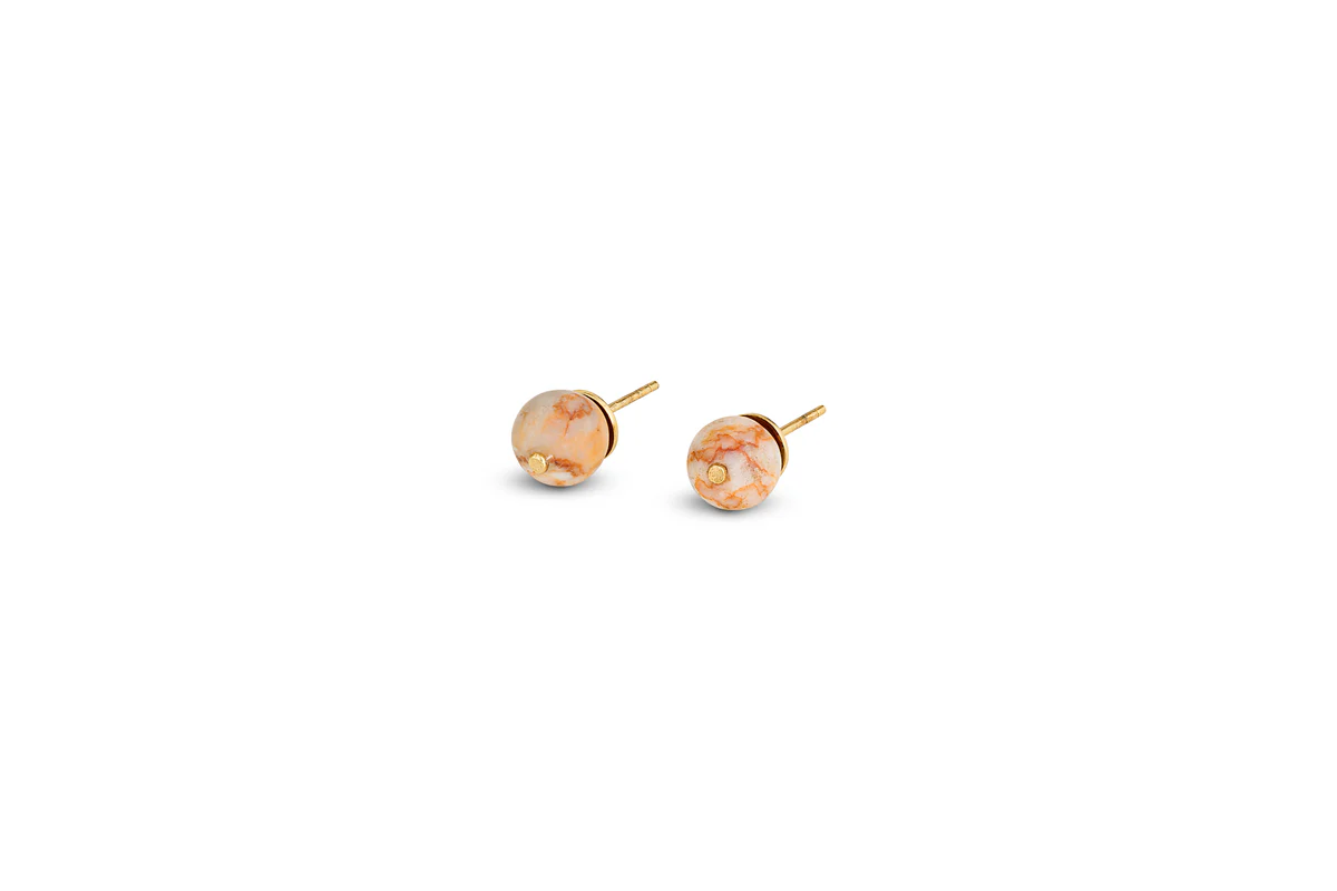 Cerita Rhodochrosite Stud Earrings - Rhodochrosite & Gold - Image 3