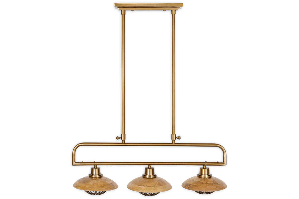 Chakai Mango Wood Pendant Lamp - Natural & Antique Brass - Image 7