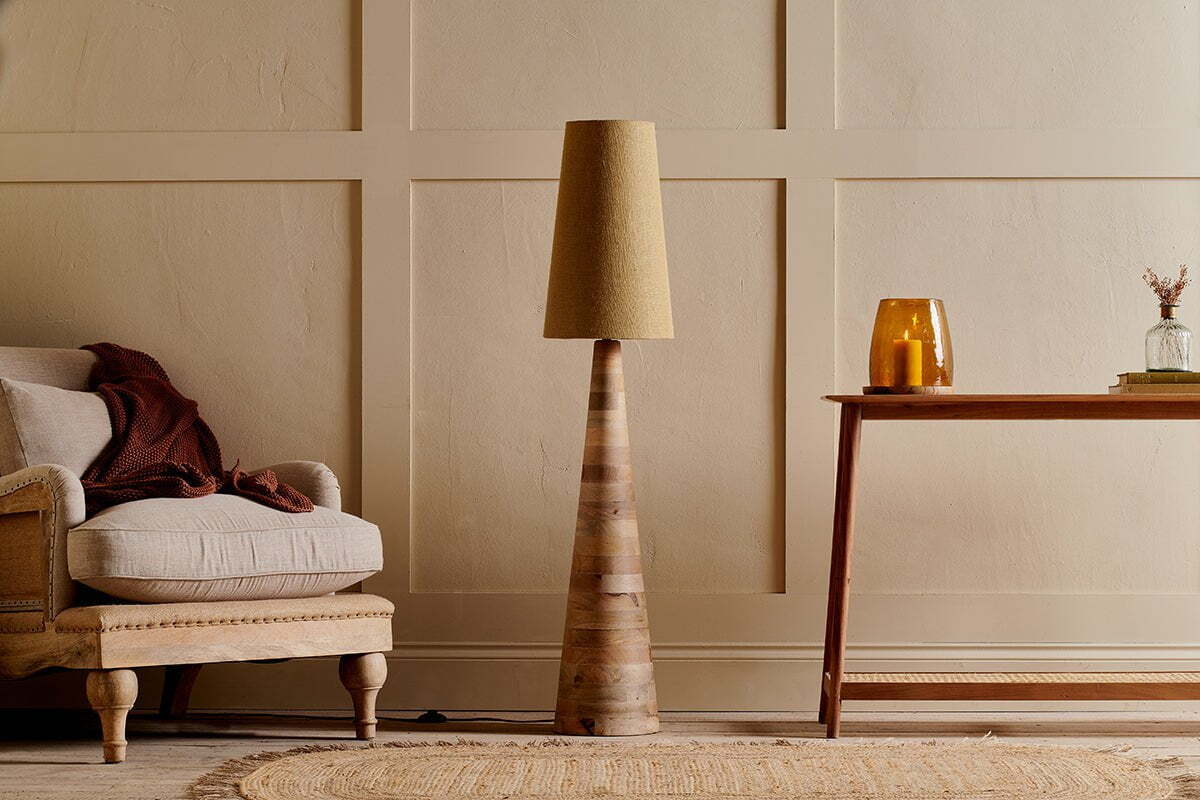 Chameli Tapered Mango Wood Floor Lamp - Image 2