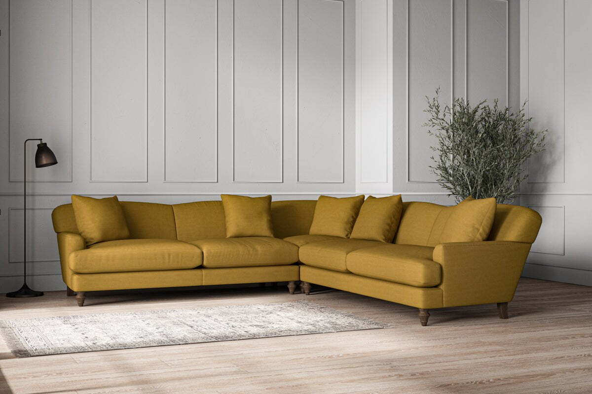 Deni Grand Corner Sofa - Recycled Cotton Ochre - Image 2