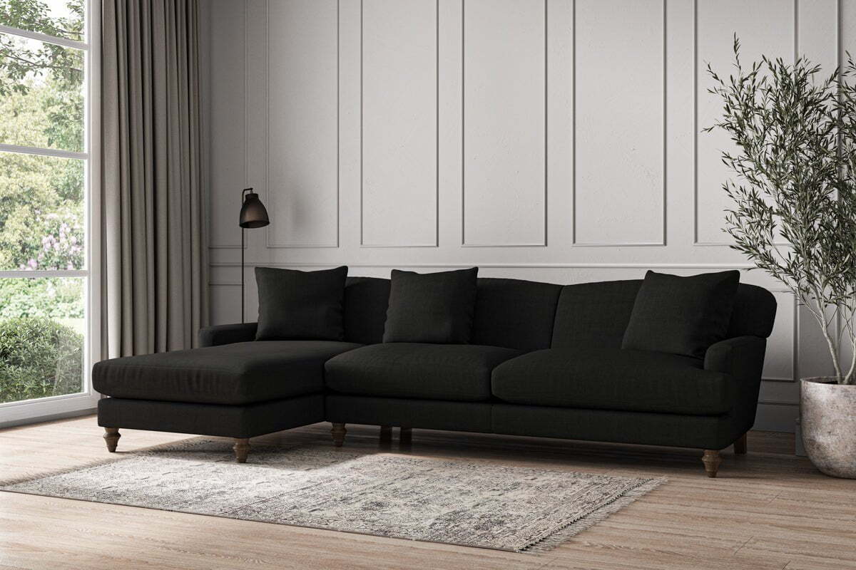 Deni Grand Left Hand Chaise Sofa - Brera Linen Charcoal - Image 2