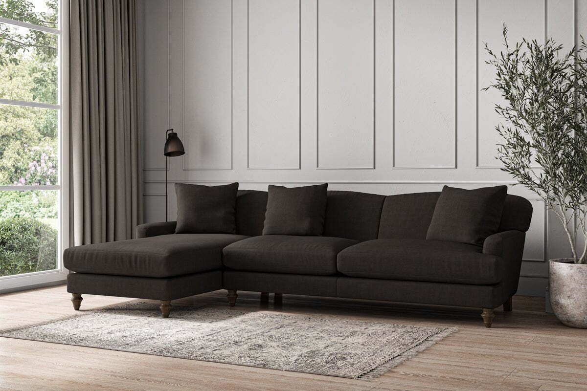Deni Grand Left Hand Chaise Sofa - Brera Linen Espresso - Image 2