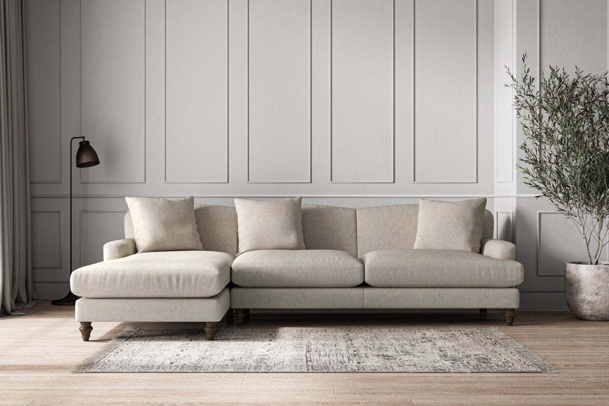 Deni Grand Left Hand Chaise Sofa - Brera Linen Natural - Image 2