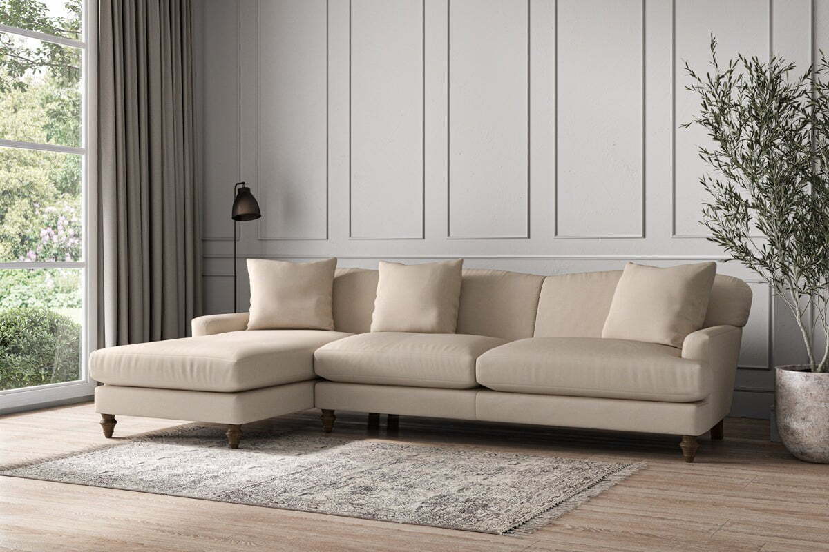 Deni Grand Left Hand Chaise Sofa - Recycled Cotton Natural - Image 2