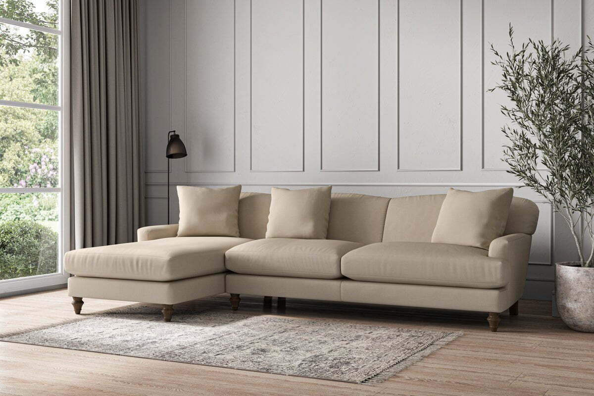 Deni Grand Left Hand Chaise Sofa - Recycled Cotton Stone - Image 2