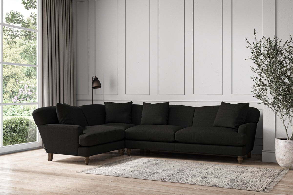 Deni Grand Left Hand Corner Sofa - Brera Linen Charcoal - Image 2