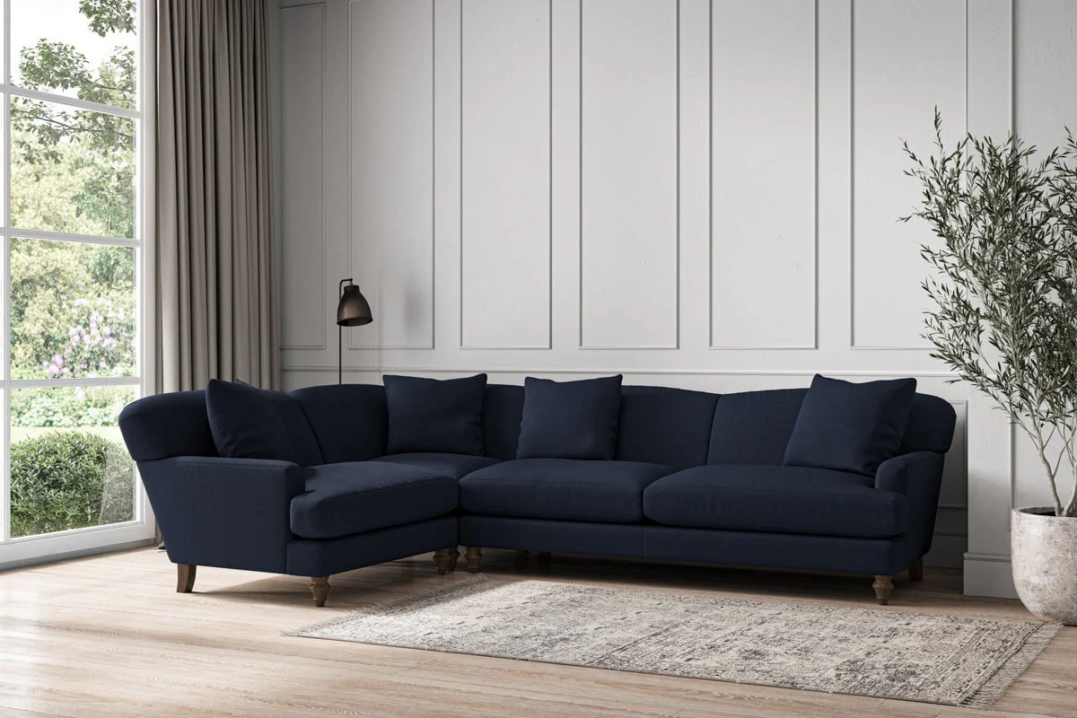 Deni Grand Left Hand Corner Sofa - Brera Linen Indigo - Image 2