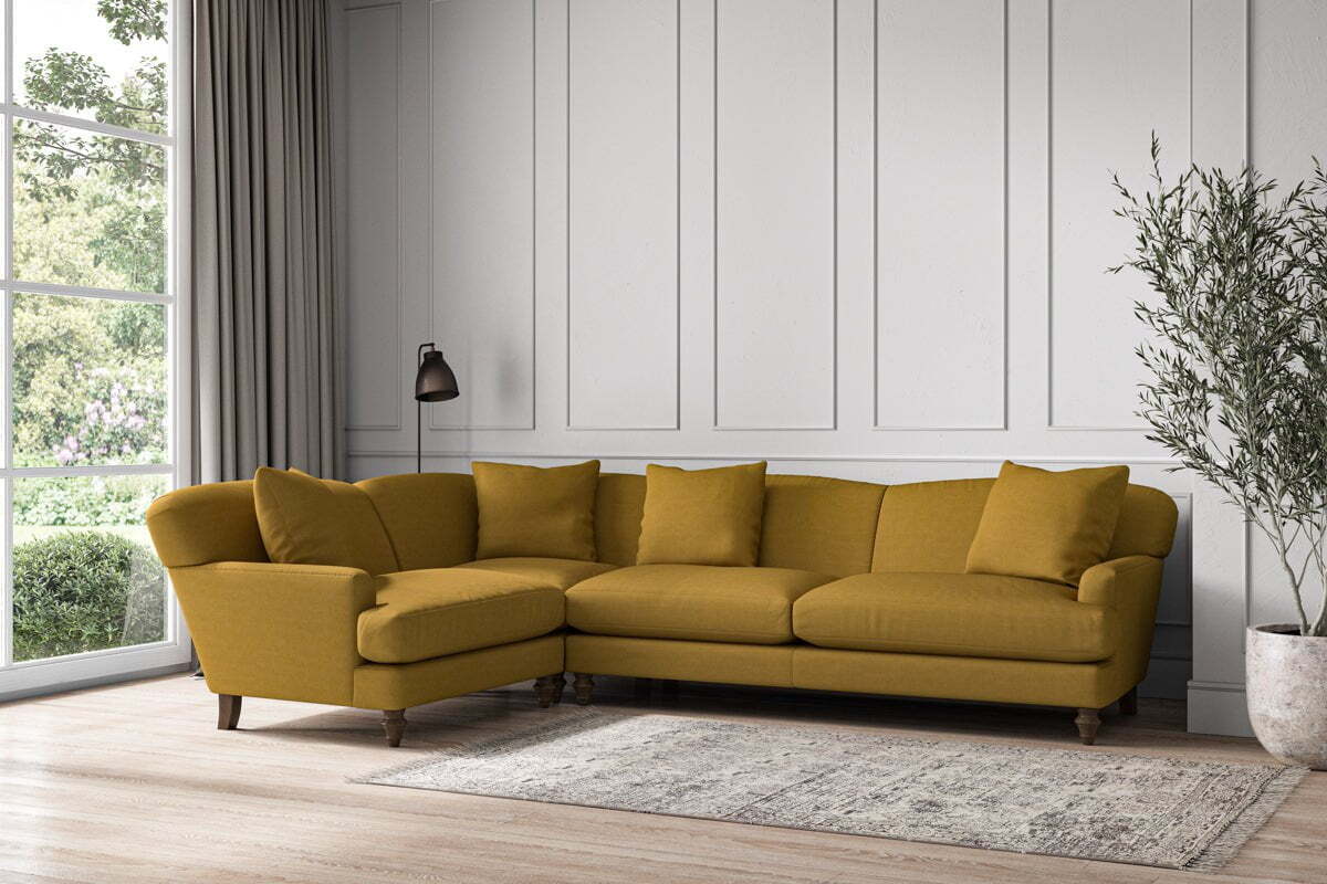 Deni Grand Left Hand Corner Sofa - Recycled Cotton Ochre - Image 2