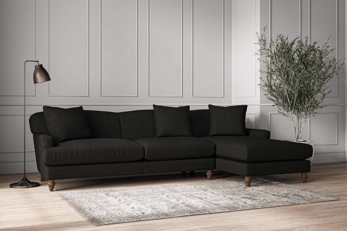 Deni Grand Right Hand Chaise Sofa - Brera Linen Charcoal - Image 2