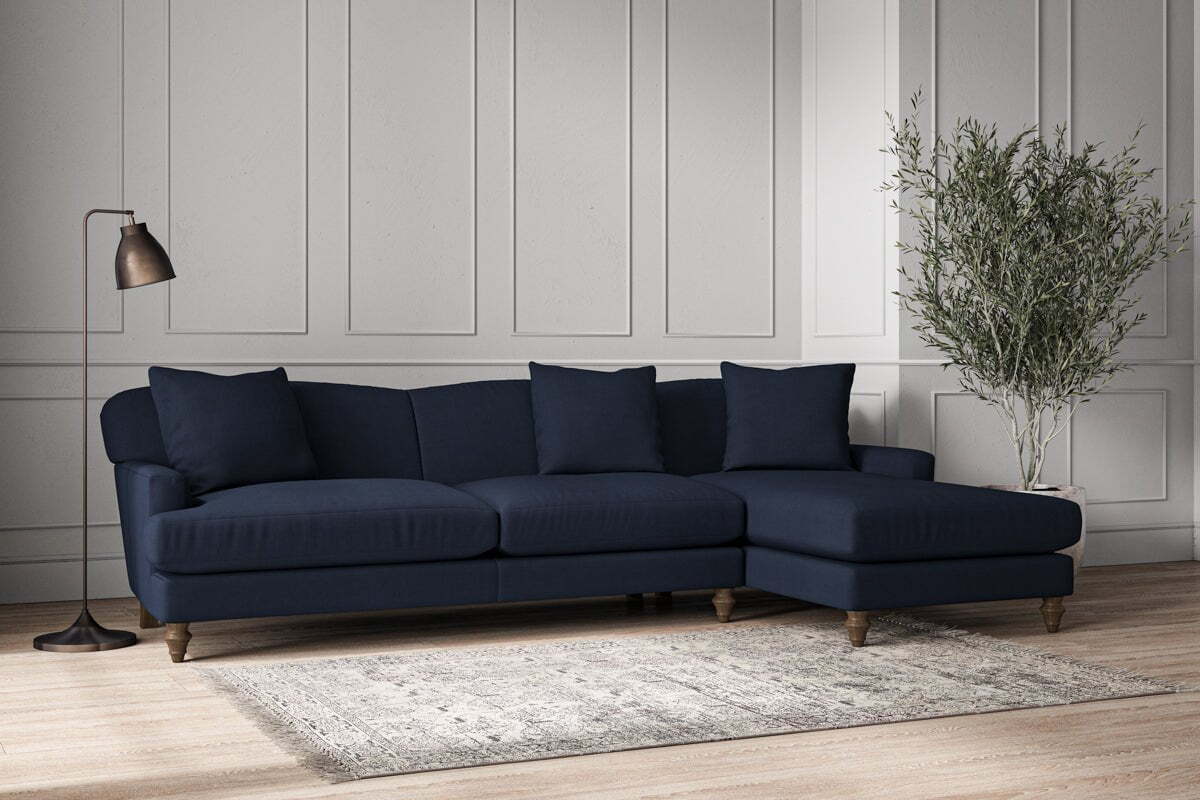 Deni Grand Right Hand Chaise Sofa - Brera Linen Indigo - Image 2