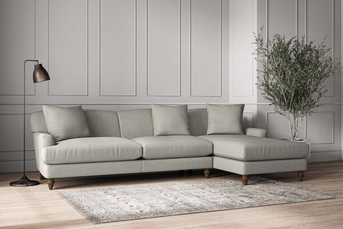 Deni Grand Right Hand Chaise Sofa - Brera Linen Smoke - Image 2