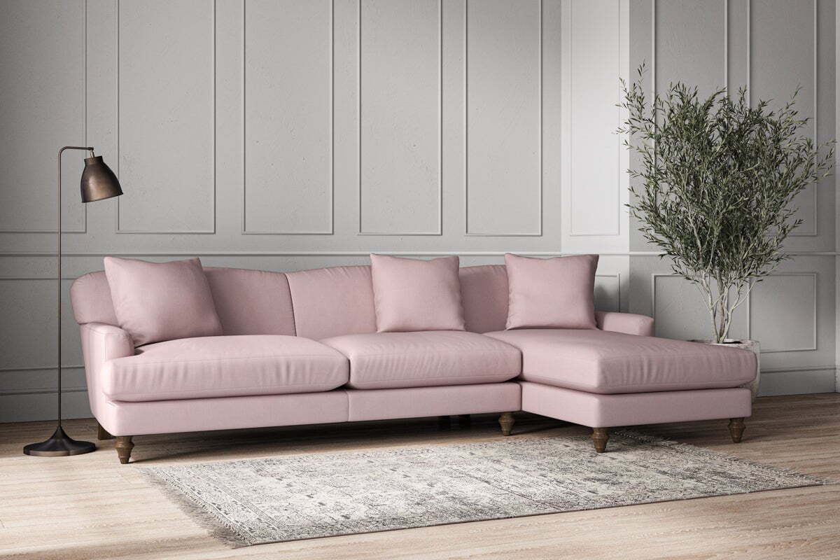 Deni Grand Right Hand Chaise Sofa - Recycled Cotton Lavender - Image 2
