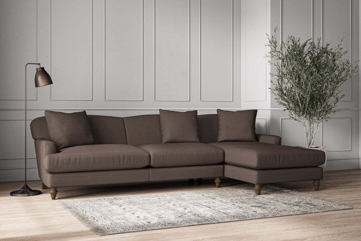 Deni Grand Right Hand Chaise Sofa - Recycled Cotton Mocha - Image 2