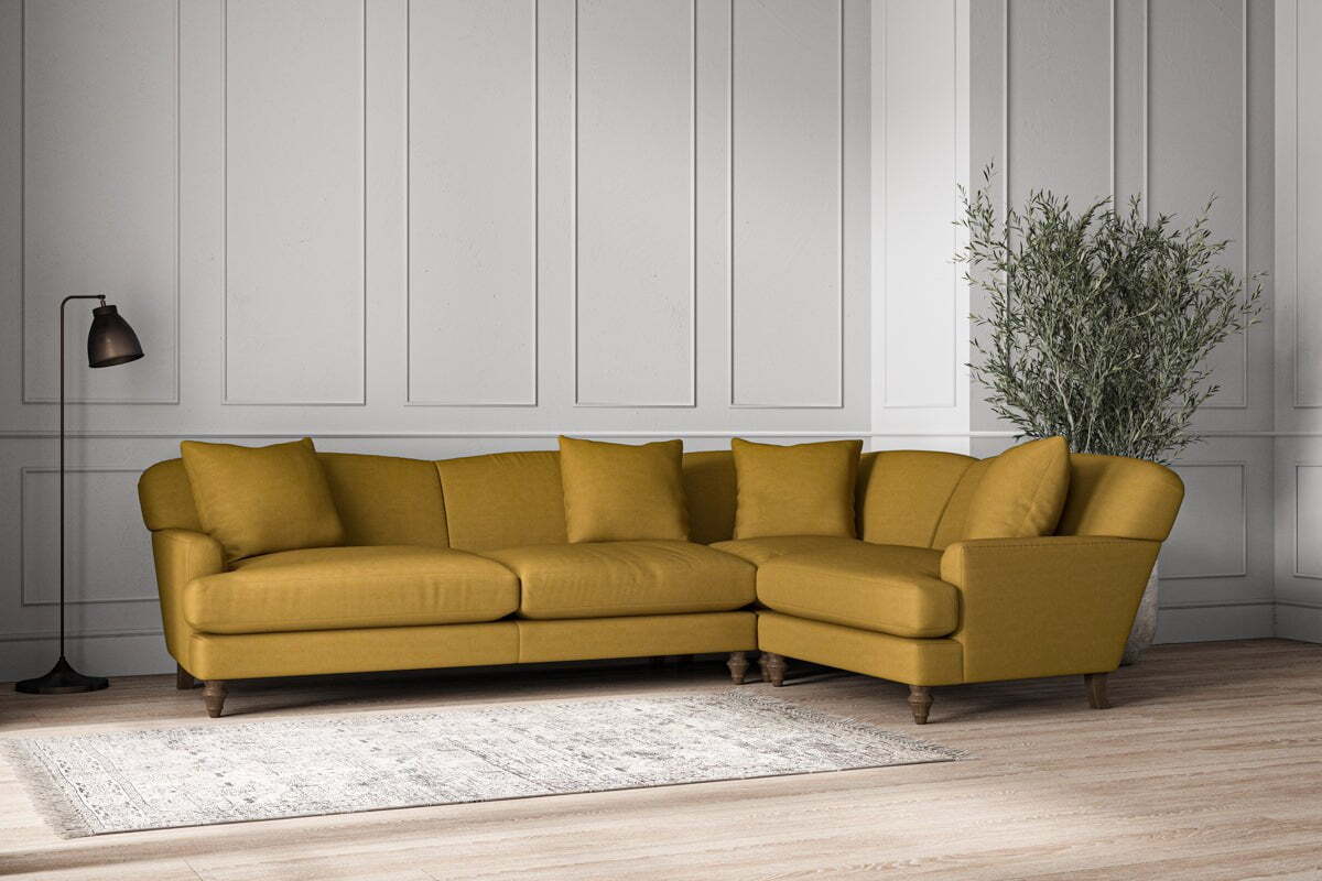 Deni Grand Right Hand Corner Sofa - Recycled Cotton Ochre - Image 2