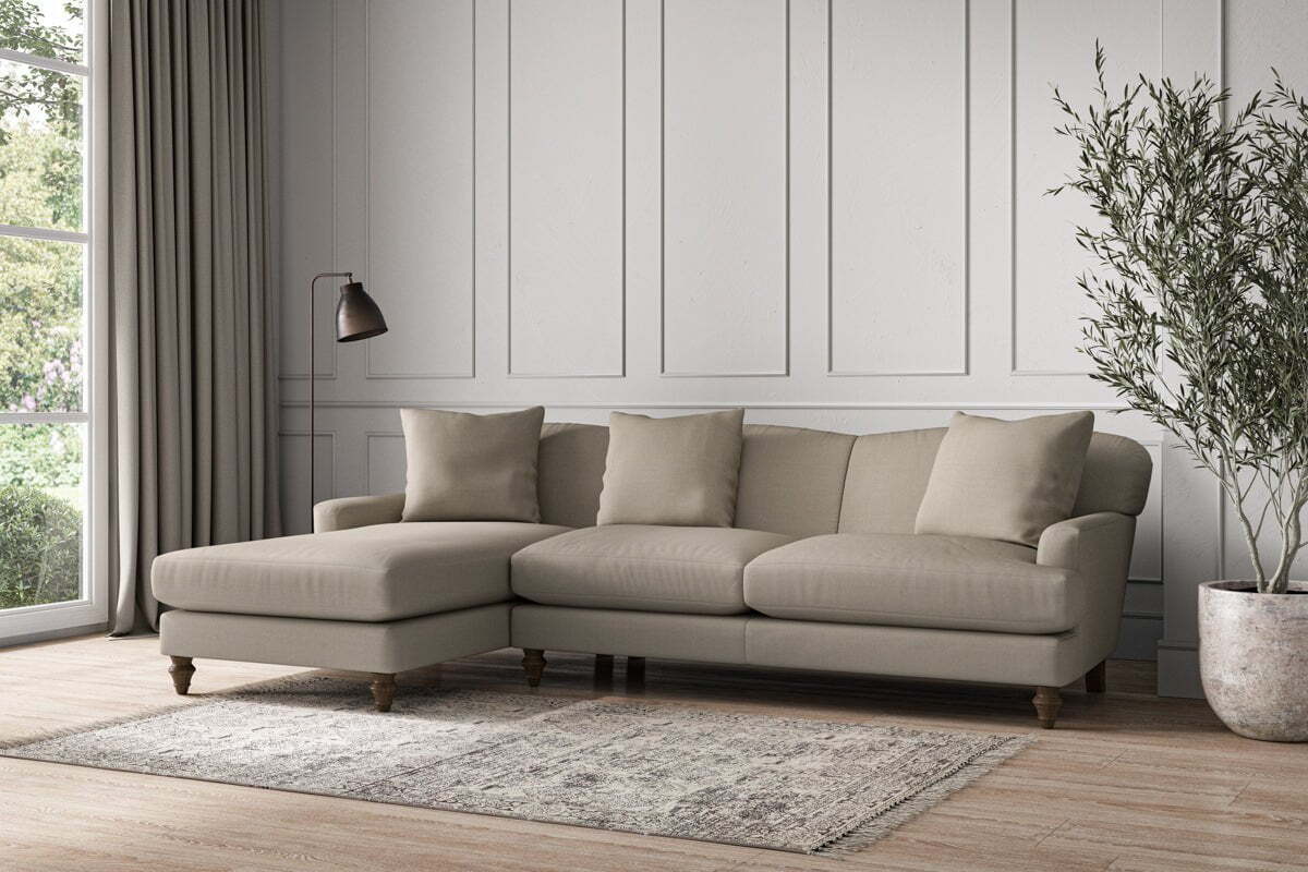 Deni Large Left Hand Chaise Sofa - Recycled Cotton Flax - Image 2