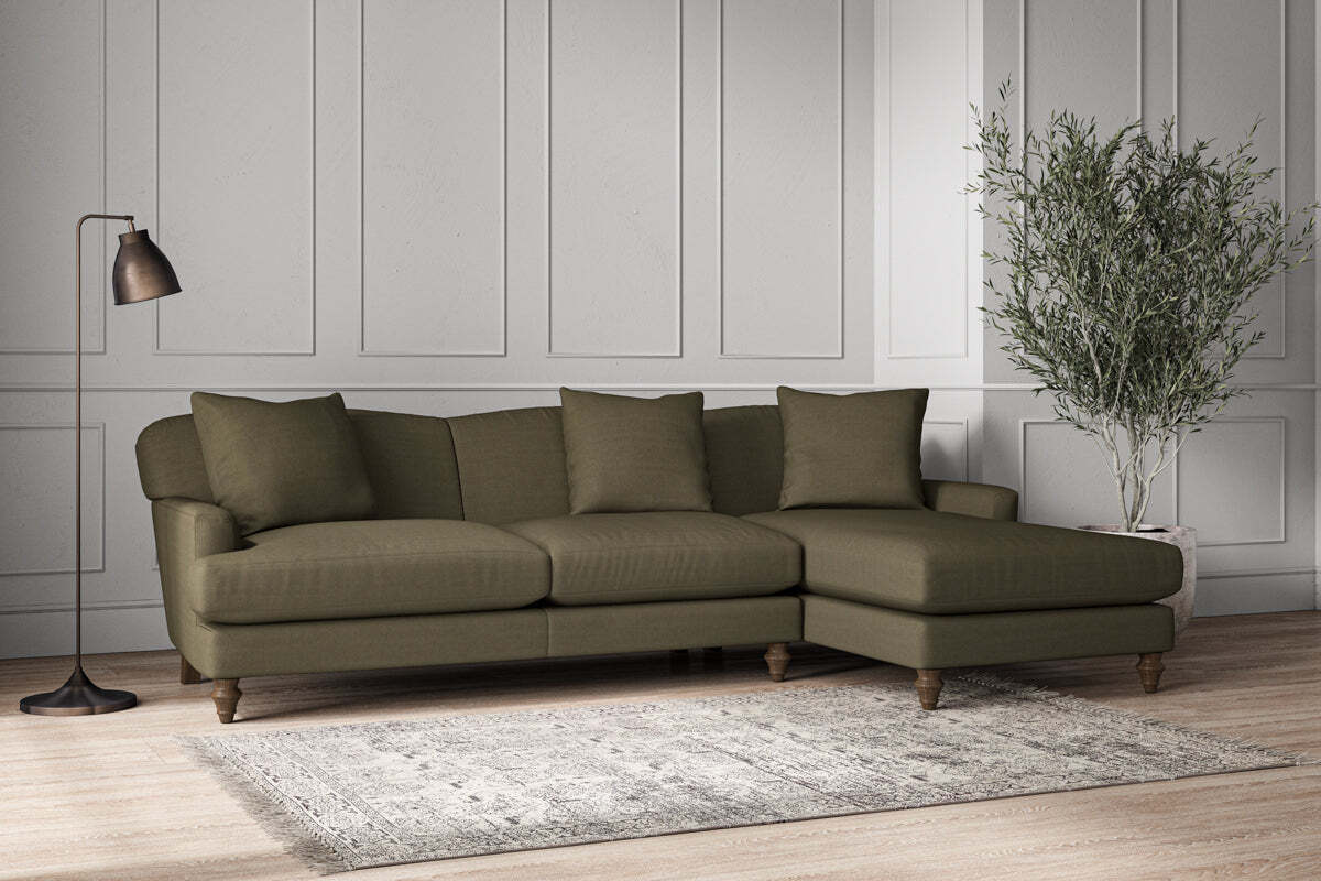 Deni Large Right Hand Chaise Sofa - Recycled Cotton Fatigue - Image 2